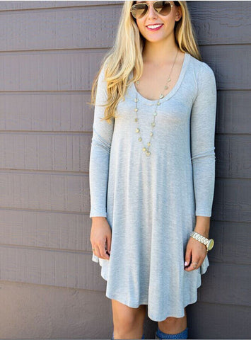 O-neck Long Sleeve Mini Woolen Dresses