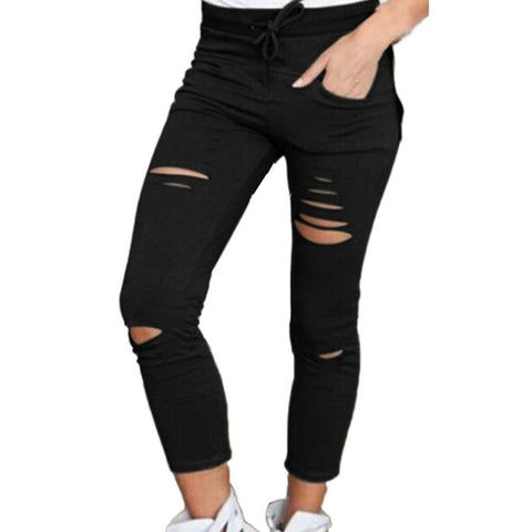 Womens Ladies Ripped Skinny Denim Jeans