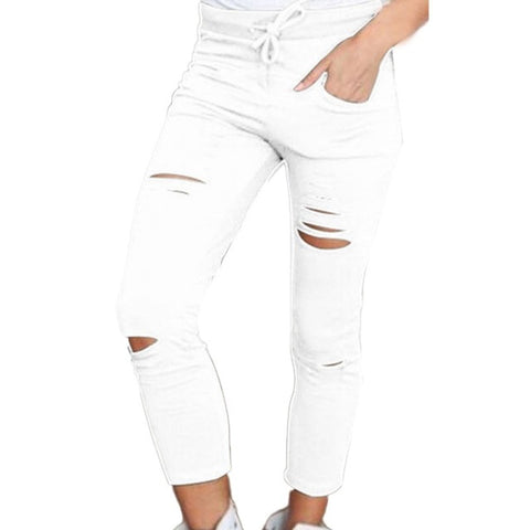 Womens Ladies Ripped Skinny Denim Jeans