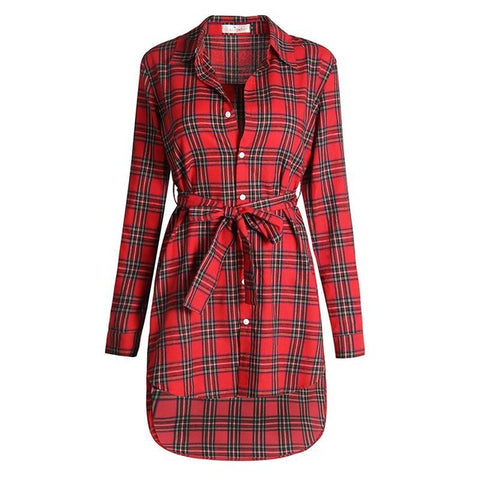 Women Blouses Long Sleeve Plaid Shirts