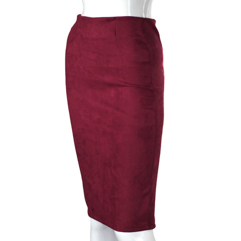 Skirts Suede Solid Color