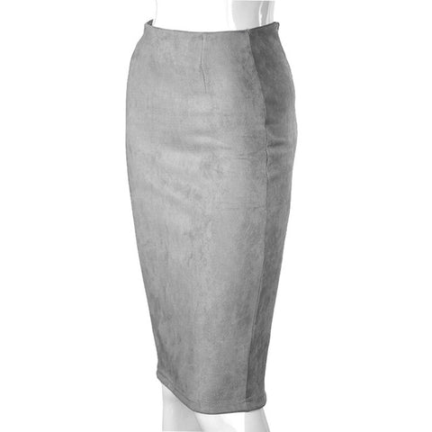 Skirts Suede Solid Color