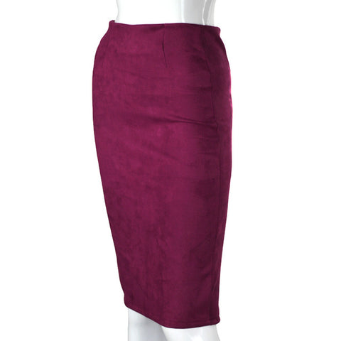 Skirts Suede Solid Color