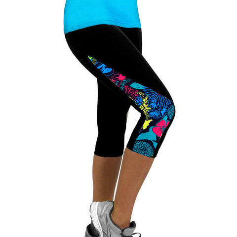 Women Leggings Capris Printed Black