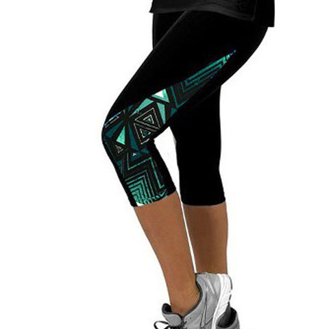 Women Leggings Capris Printed Black