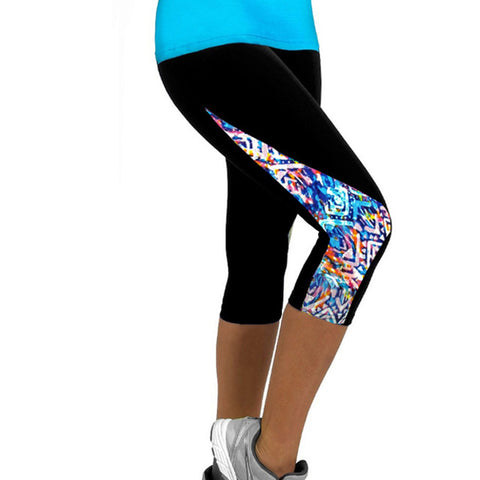 Women Leggings Capris Printed Black