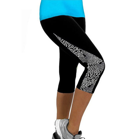 Women Leggings Capris Printed Black