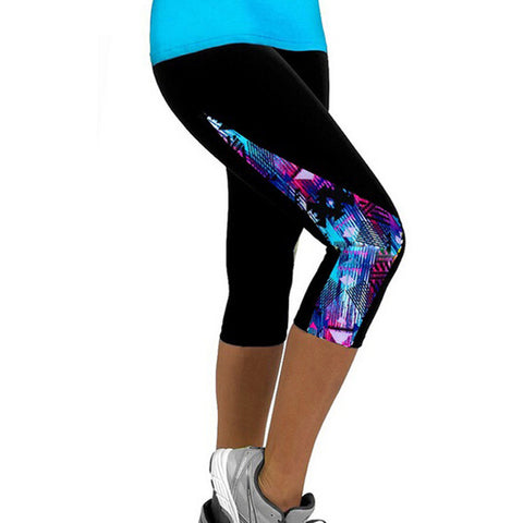 Women Leggings Capris Printed Black